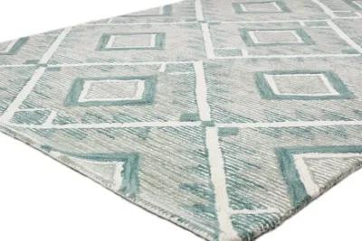 Ember Geometric Teal 8 Foot Runner Rug