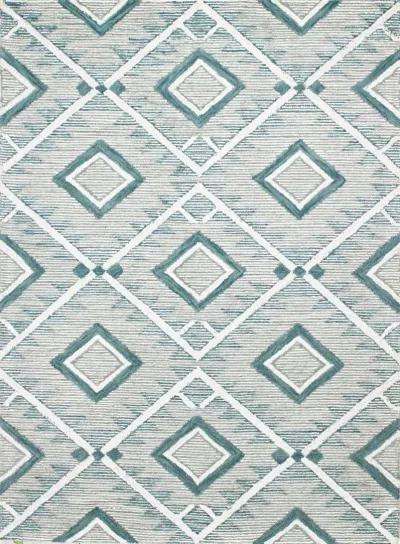 Ember Geometric Teal 8 Foot Runner Rug