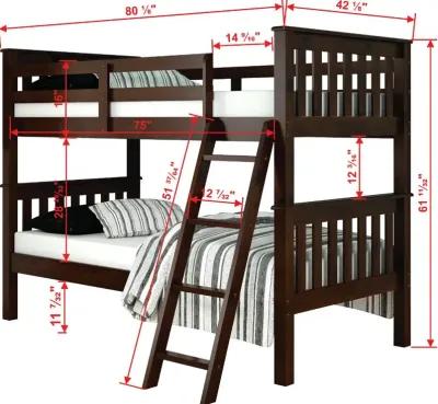 Mission Dark Brown Twin-over-Twin Bunk Bed