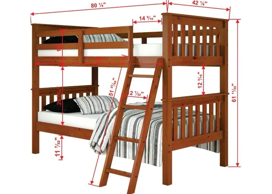 Mission Light Brown Twin-over-Twin Bunk Bed with Drawers