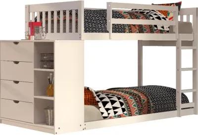 Mission White Twin-over-Twin Bunk Bed with Chest