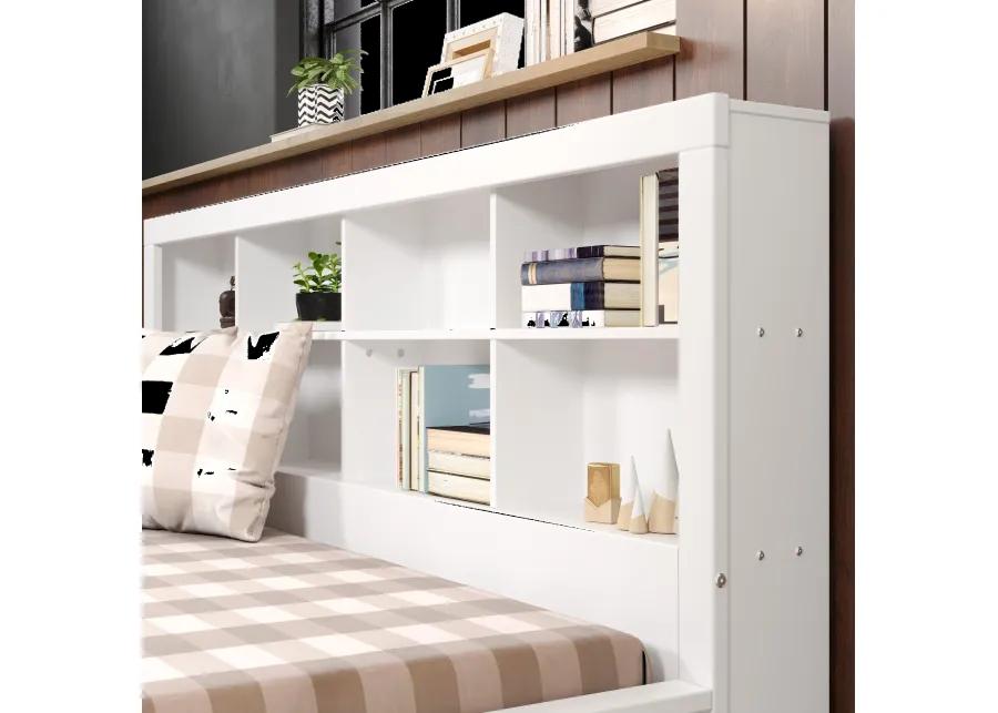 White Twin Bookcase Daybed with Trundle