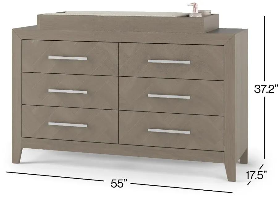 Kieran Crescent Gray 6-Drawer Dresser