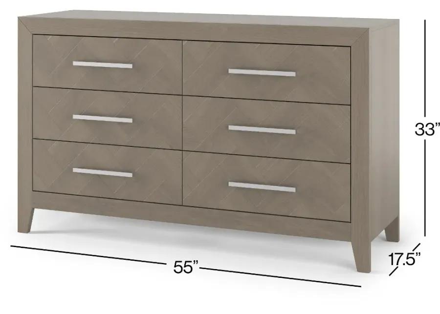 Kieran Crescent Gray 6-Drawer Dresser