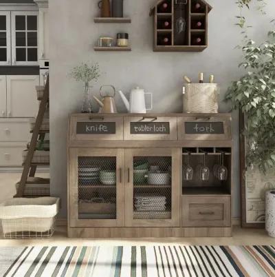 Coffman Brown Buffet with Wine Storage