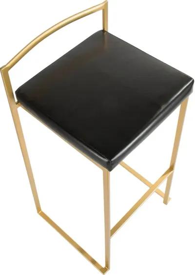 Fuji Gold & Black Bar Stool with Low Back, Set of 2