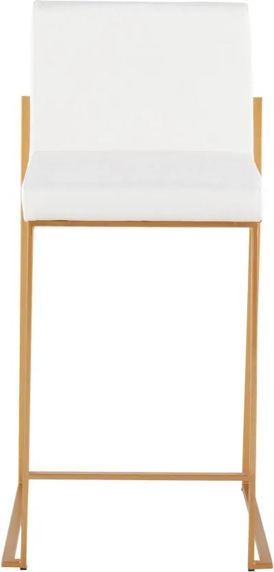 Fuji High Back Gold & White Faux Leather Counter Stools, Set of 2