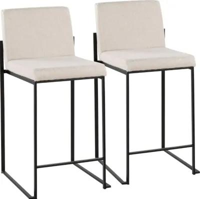 Fuji Black and Beige Counter Height Stool, Set of 2