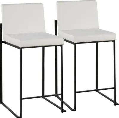 Fuji Black and White Counter Height Stool, Set of 2