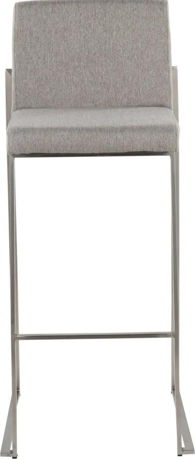 Fuji High Back Stainless & Light Gray Barstools, Set of 2