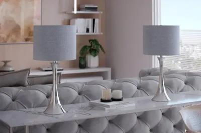 Lenuxe Polished Nickel Table Lamps with Sparkly Gray Shades, Set of 2