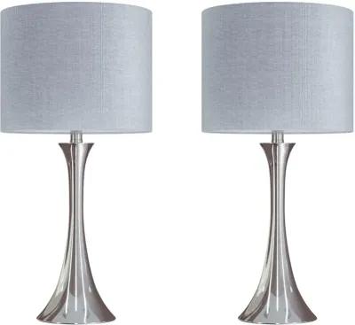 Lenuxe Polished Nickel Table Lamps with Sparkly Gray Shades, Set of 2