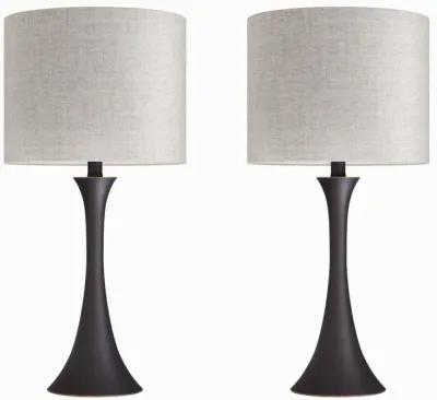 Lenuxe Bronze Table Lamps with Natural Linen Shades, Set of 2