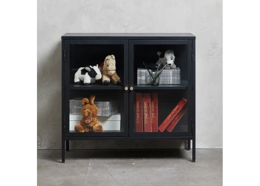 Carmel Black Metal & Glass Accent Cabinet