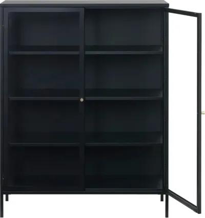 Carmel Black Metal & Glass 55" Tall Cabinet