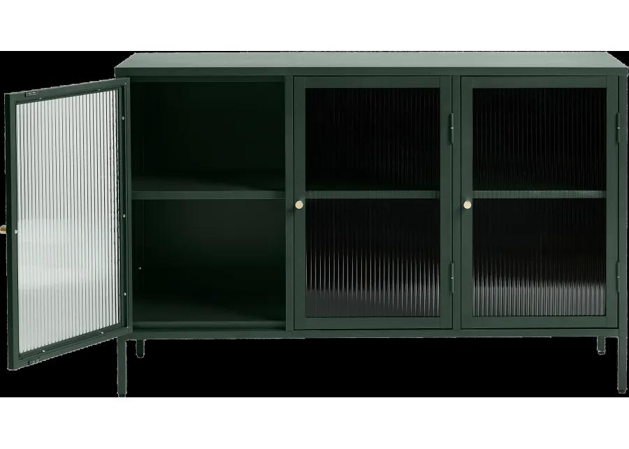 Bronco Green Metal & Glass 3-Door Sideboard