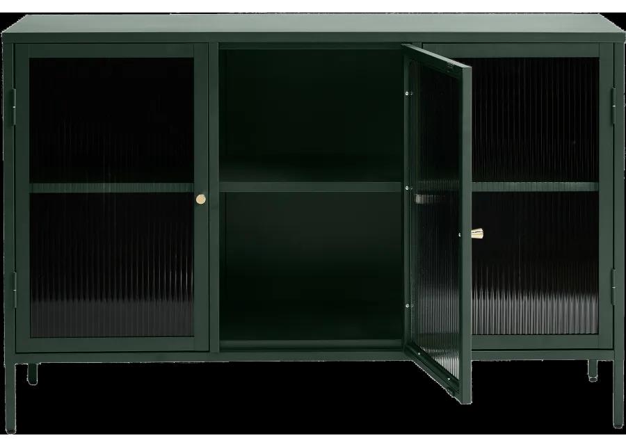 Bronco Green Metal & Glass 3-Door Sideboard