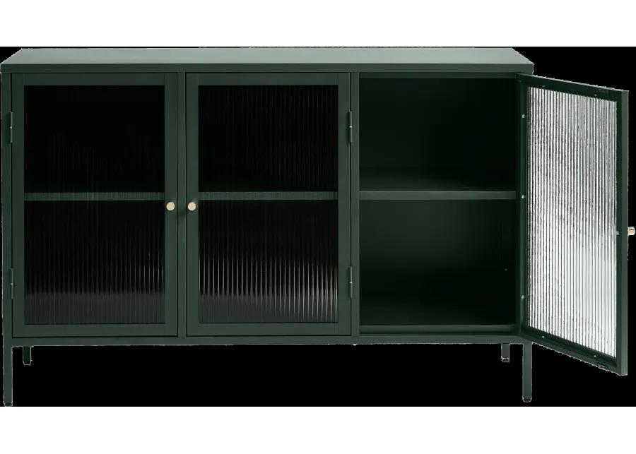 Bronco Green Metal & Glass 3-Door Sideboard