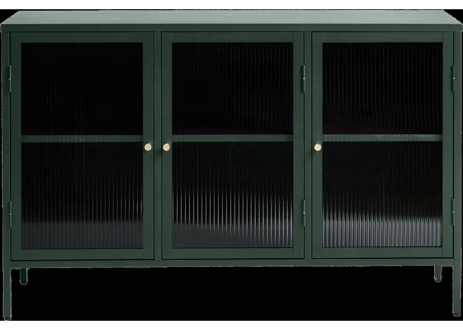 Bronco Green Metal & Glass 3-Door Sideboard