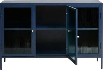 Bronco Blue Metal & Glass 3-Door Sideboard