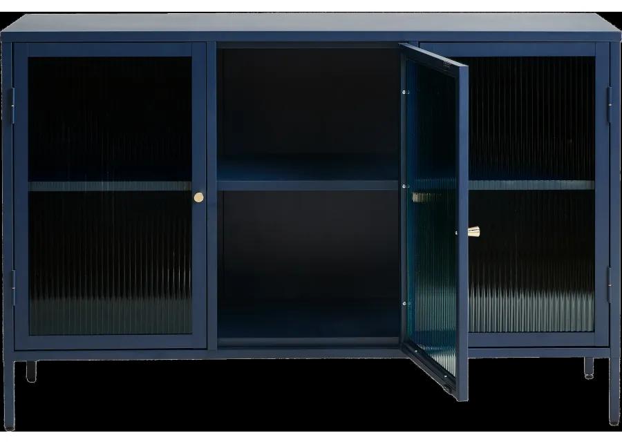 Bronco Blue Metal & Glass 3-Door Sideboard