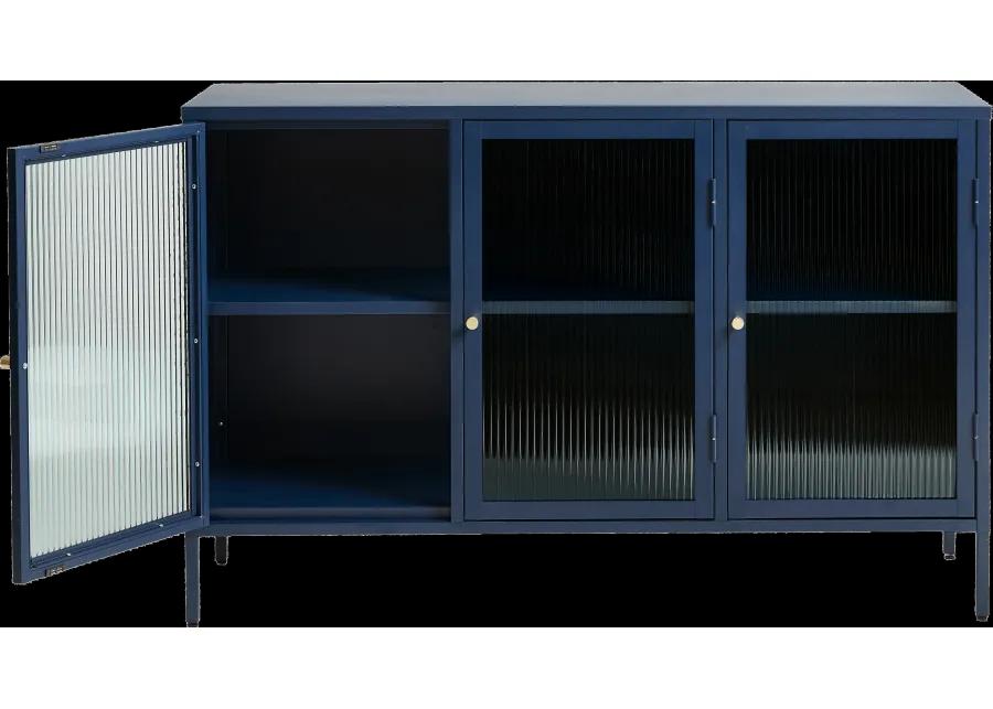 Bronco Blue Metal & Glass 3-Door Sideboard