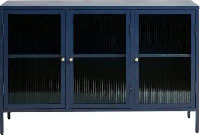 Bronco Blue Metal & Glass 3-Door Sideboard