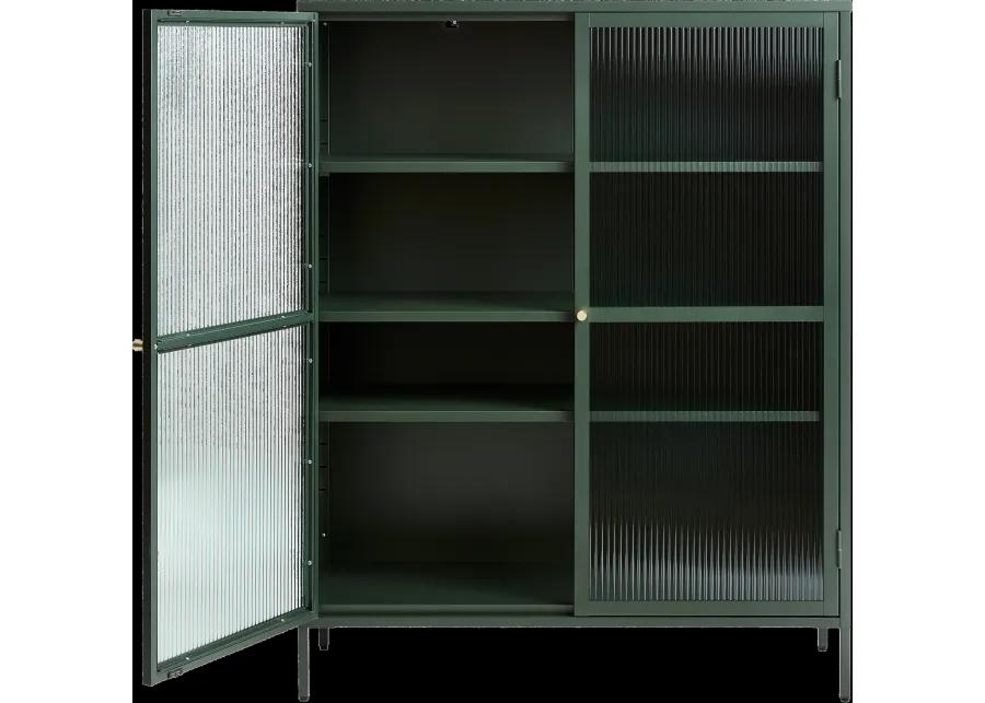 Bronco Green Metal & Glass 55" Tall Display Cabinet