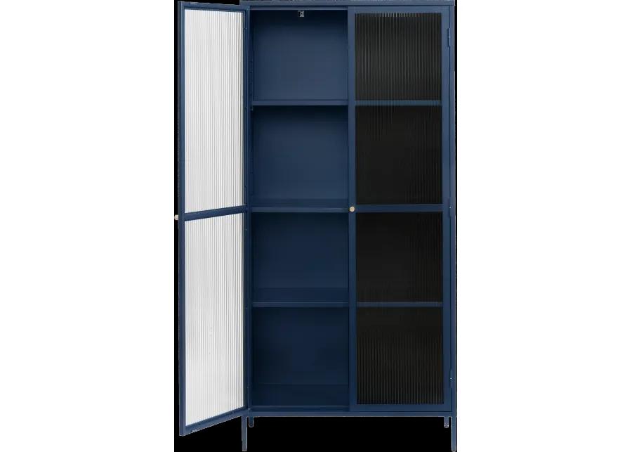 Bronco Blue Metal & Glass 75" Tall Display Cabinet