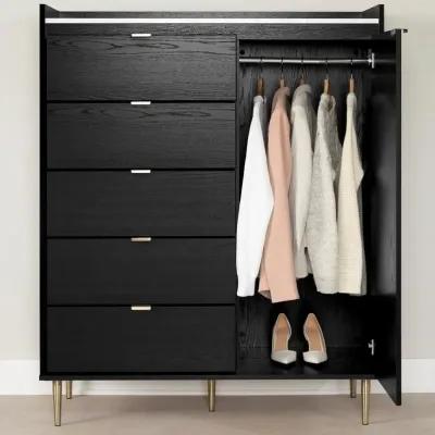 Hype Black Oak 5-Drawer Chest of Drawers - South Shore