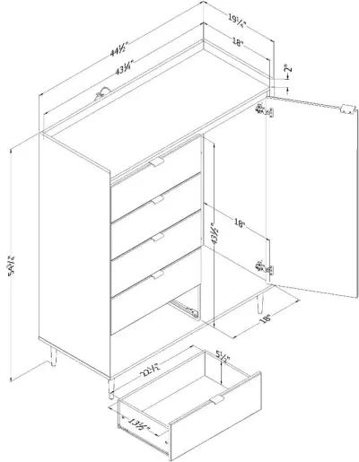 Hype Black Oak 5-Drawer Chest of Drawers - South Shore