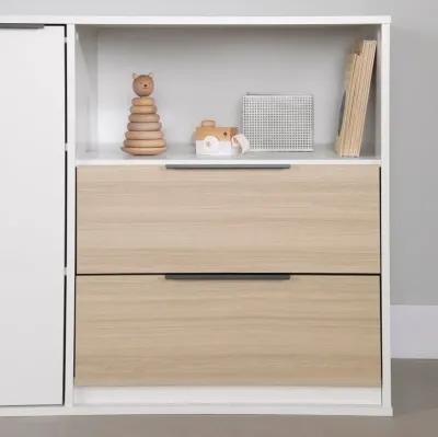 Hourra Soft Elm & White 2-Drawer Dresser with Door - South Shore