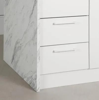 Myro Faux White Marble and White Kitchen Island - South Shore