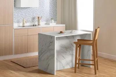 Myro Faux White Marble and White Kitchen Island - South Shore