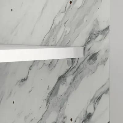 Myro Faux White Marble and White Kitchen Island - South Shore