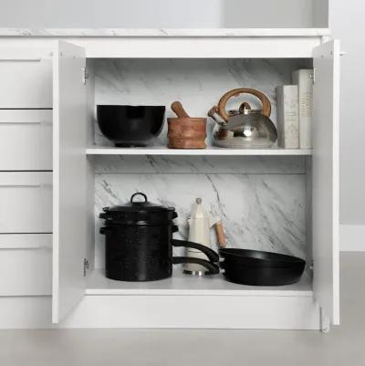 Myro Faux White Marble and White Kitchen Island - South Shore