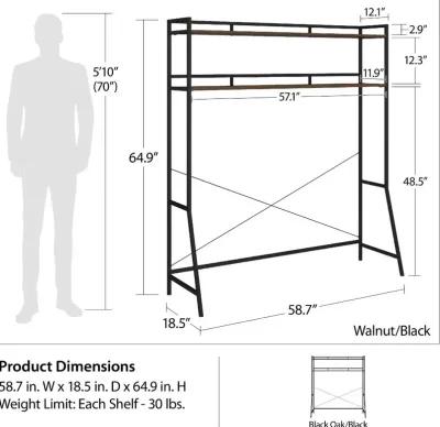 Beverly Walnut & Black Over-The-Bed Storage for Full Beds