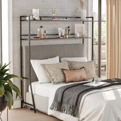 Beverly Walnut & Black Over-The-Bed Storage for Full Beds