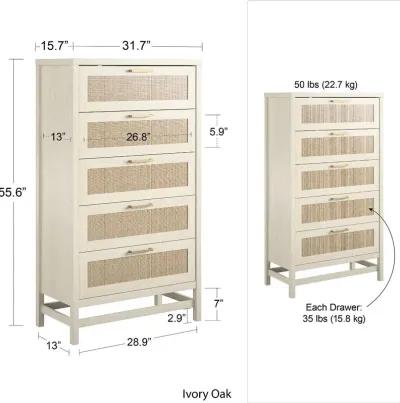 Lennon Brown Five Drawer Chest of Drawers