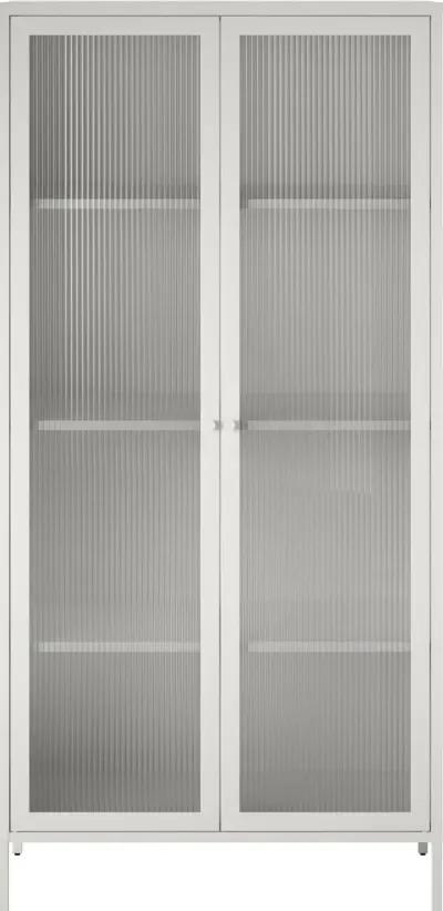 Ashbury White Tall Storage Cabinet with Fluted Glass Doors