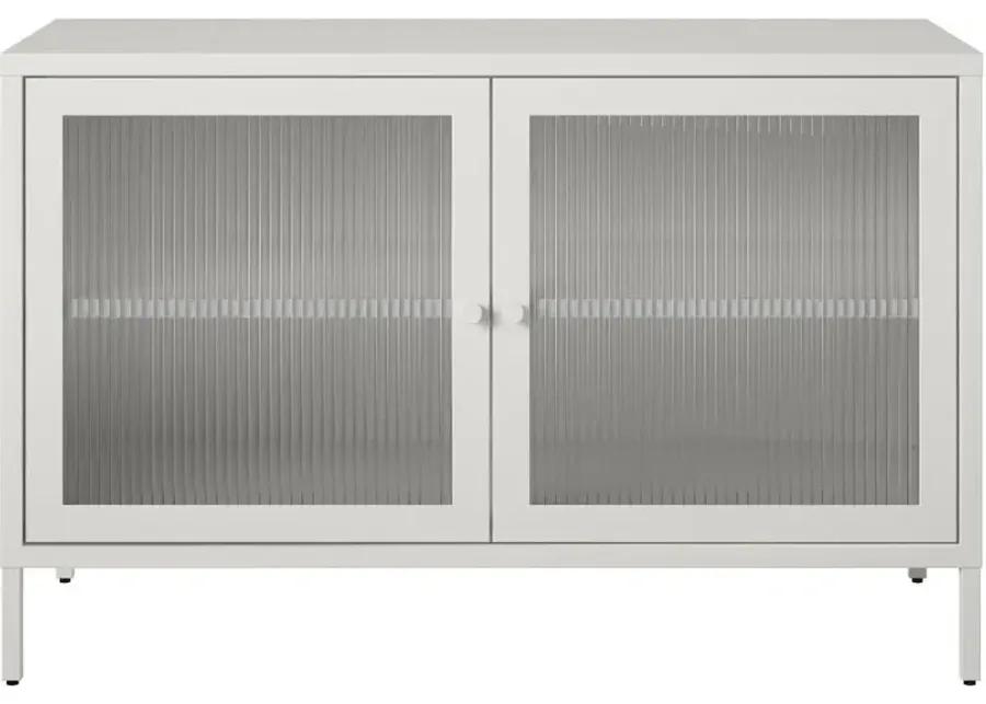 Ashbury White 2 Door Storage Cabinet with Fluted Glass Doors