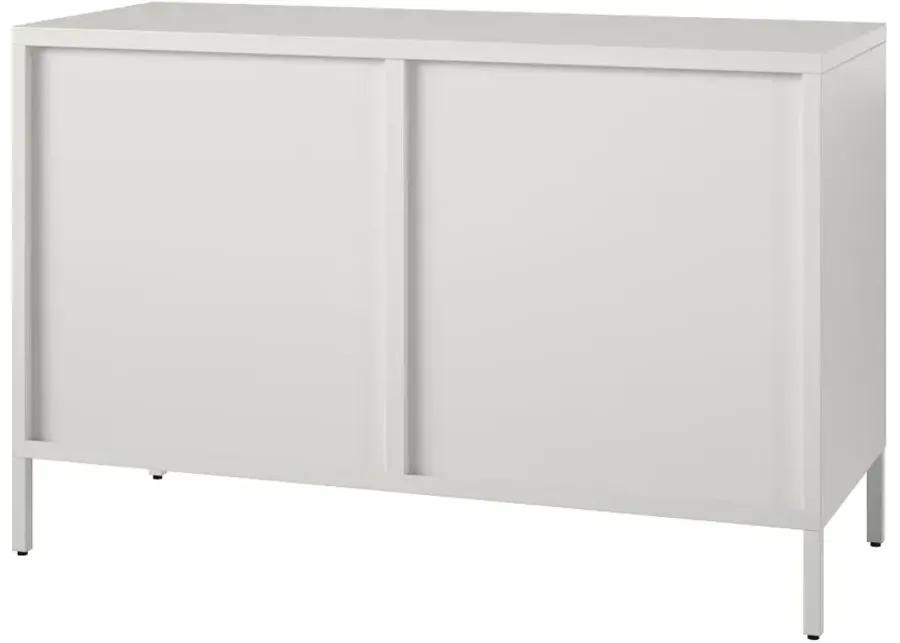 Ashbury White 2 Door Storage Cabinet with Fluted Glass Doors