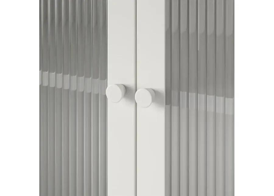 Ashbury White 2 Door Storage Cabinet with Fluted Glass Doors