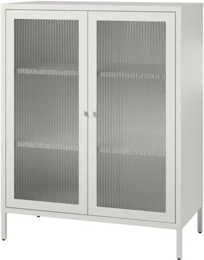 Ashbury White 40"H Accent Cabinet with Fluted Glass Doors