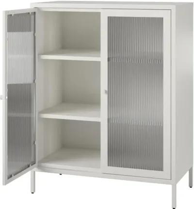 Ashbury White 40"H Accent Cabinet with Fluted Glass Doors