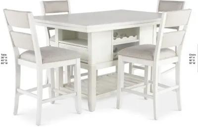 Willow White 5 Piece Counter Height Dining Set