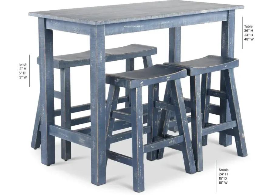 Beach Haven Blue 4 Piece Counter Height Dining Set