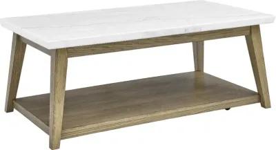 Vida White Marble and Natural Coffee Table