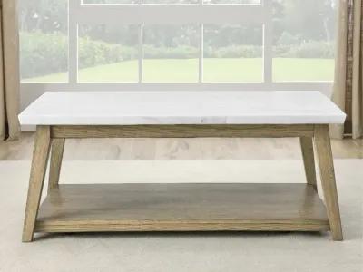 Vida White Marble and Natural Coffee Table