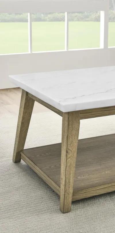 Vida White Marble and Natural Coffee Table